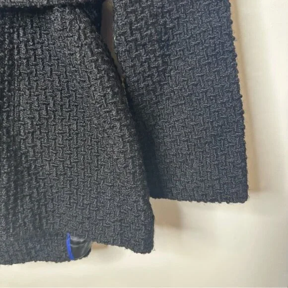 Calvin Klein Wool Knit Pea Coat Belt Warm Pockets Collar size 12p - Picture 9 of 12